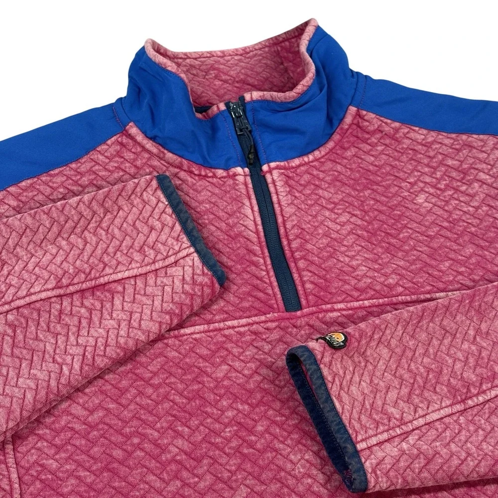 Chubbies 1/4 Zip Quilted Pullover Mens L Pink Blue Sweater‎ Jacket NWT Casual